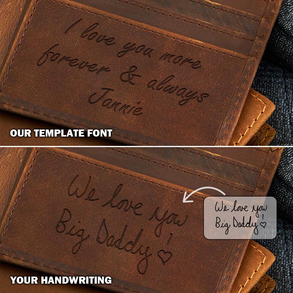 Personalized Wallet Men, Handwriting Wallet, Valentines Gift For Men, Bifold Leather Wallet, Boyfriend Gift, Husband Gift, Dad Gift