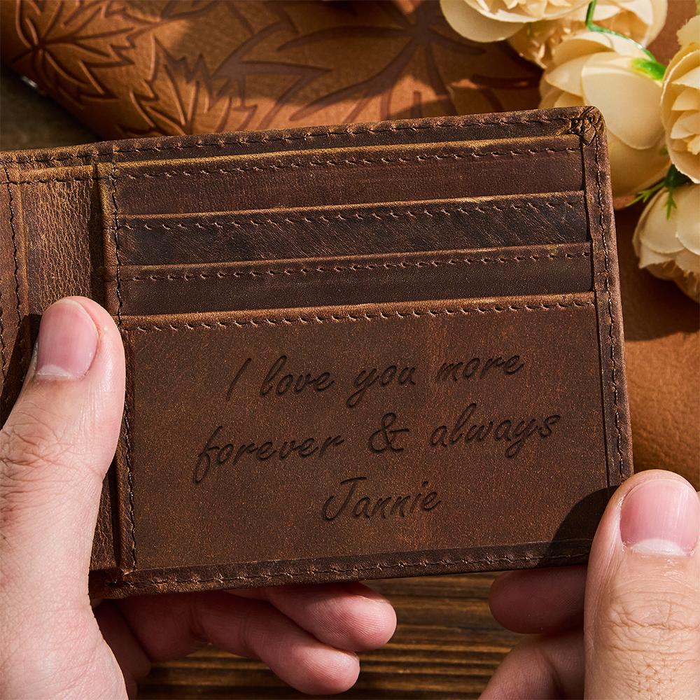 Personalized Wallet Men, Handwriting Wallet, Valentines Gift For Men, Bifold Leather Wallet, Boyfriend Gift, Husband Gift, Dad Gift