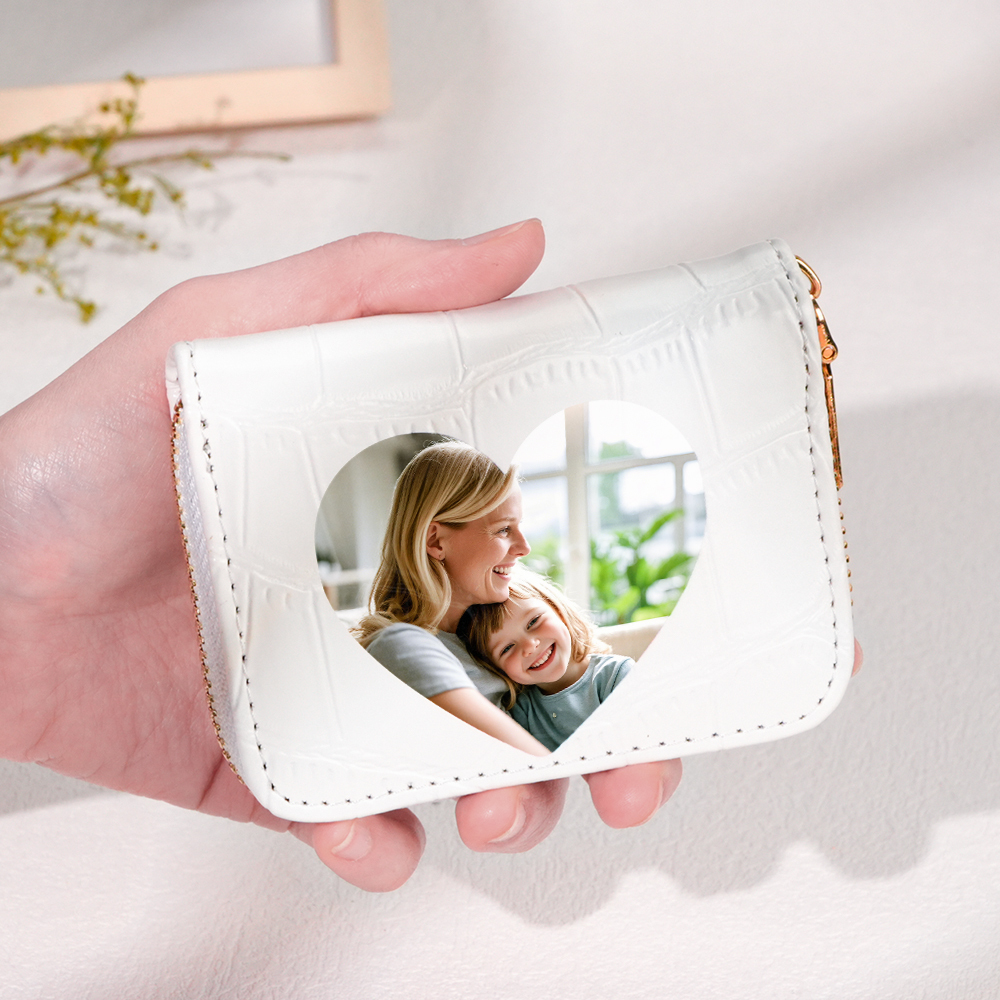 Gifts for Women and Coworkers Custom Photo Crocodile Pattern Fashion Multi-Card Wallet, Short Wallet, Valentine's Day, Mother's Day, Birthday Gift For Couples