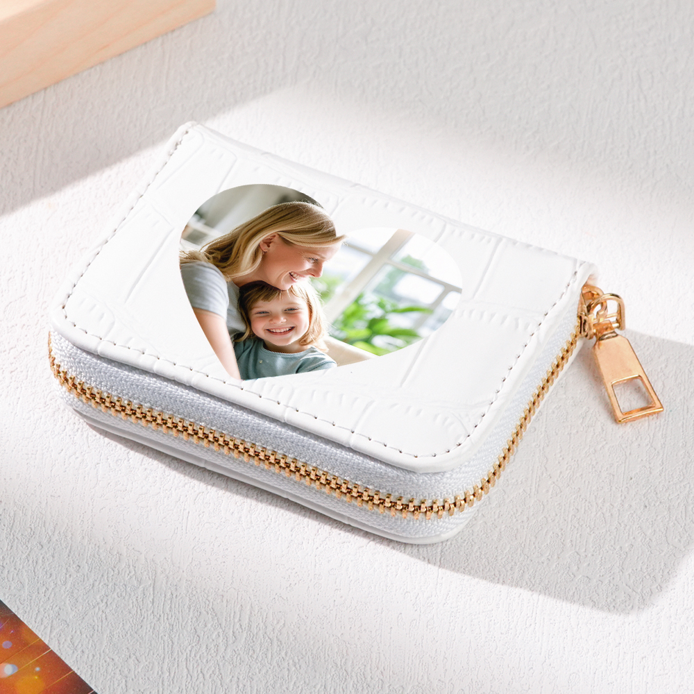 Gifts for Women and Coworkers Custom Photo Crocodile Pattern Fashion Multi-Card Wallet, Short Wallet, Valentine's Day, Mother's Day, Birthday Gift For Couples