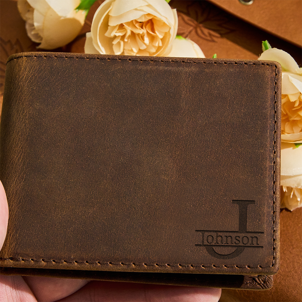 Personalized Men's Wallet, Genuine leather wallet, Gift for boyfriend, Gift for him, Valentine's Day gift, gift for my man, gift for husband