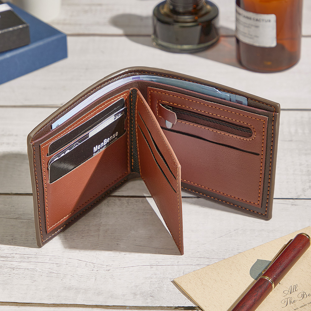 To my Dad - Fists Wallet 3 Personalized First Names with Classic Photo Men's Coin Purse Card