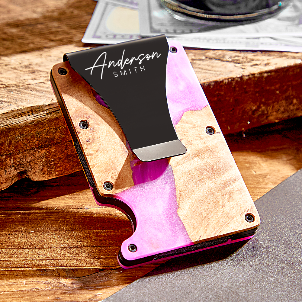 Unique Christmas Gift For Men, Resin Wood Money Clip, Card Holder Wallet, Groomsmen Gifts, Fathers Day Gift, Mens Wallet, Handmade Gift For - 