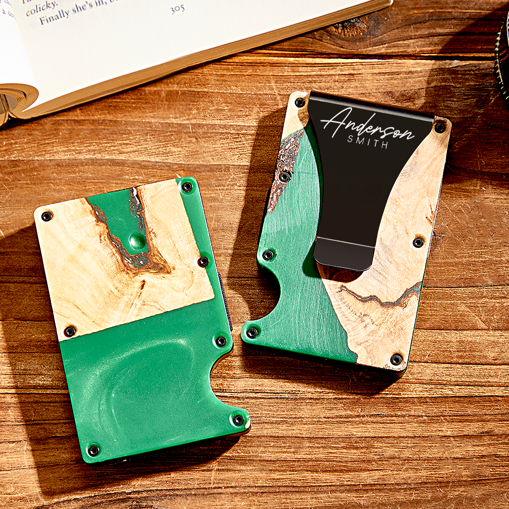 Unique Christmas Gift For Men, Resin Wood Money Clip, Card Holder Wallet, Groomsmen Gifts, Fathers Day Gift, Mens Wallet, Handmade Gift For - 