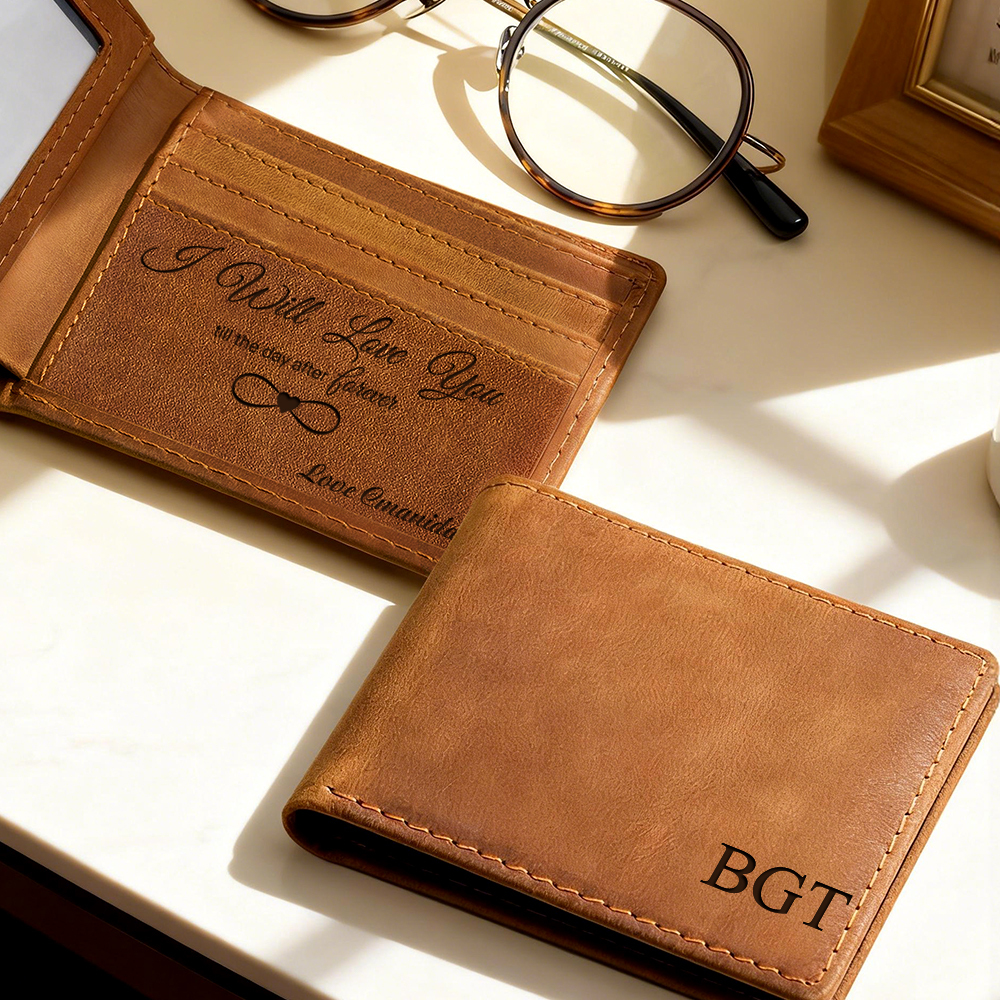 Gifts for Him, Personalized Men's Wallet, Wallet for My Man, Genuine Leather, RFID