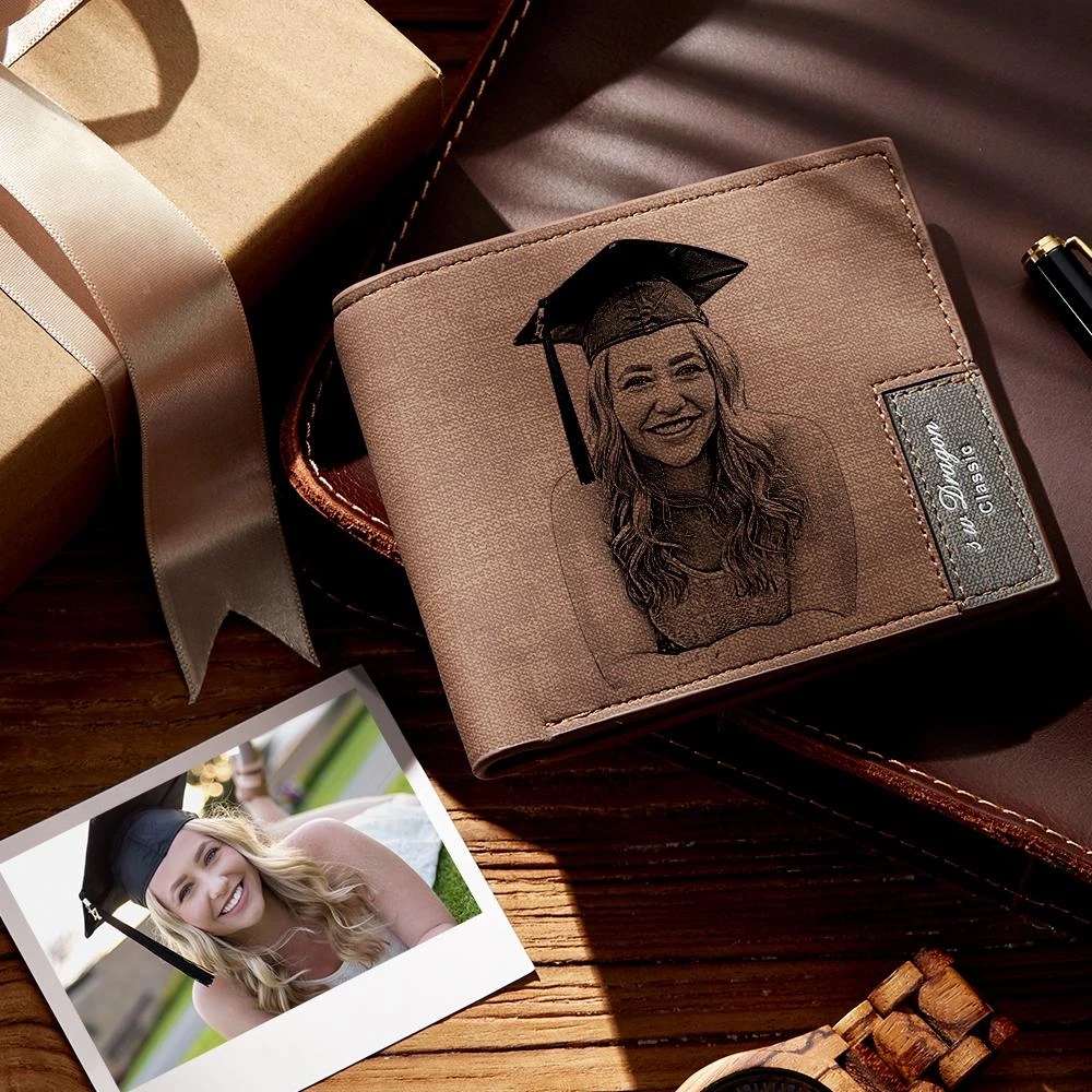 Men's Custom Photo Engraved Wallet | Graduation Gifts