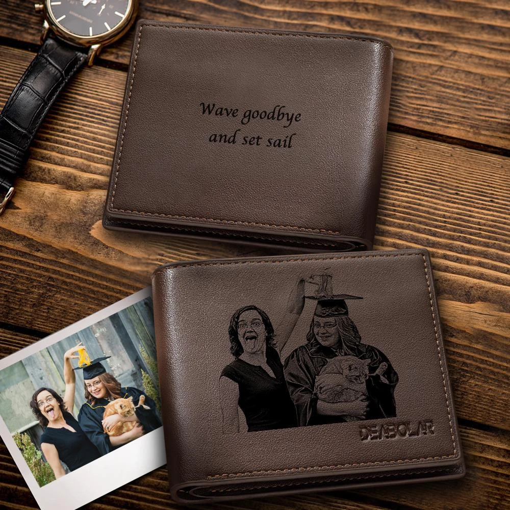 Men's Custom Photo Engraved Wallet Graduation Gifts