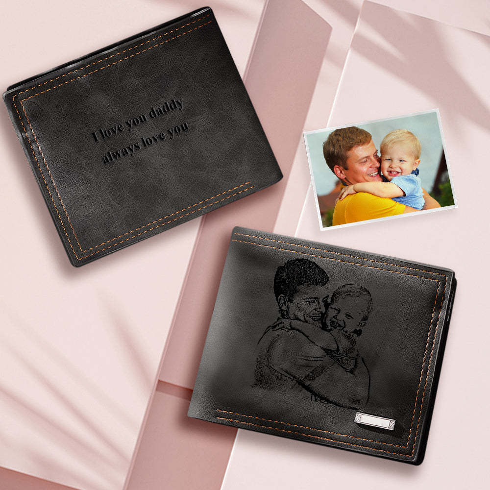 Custom Engraved Photo Wallet Men's Commemorate Gifts for Men Wedding Gifts to Groom from Bride