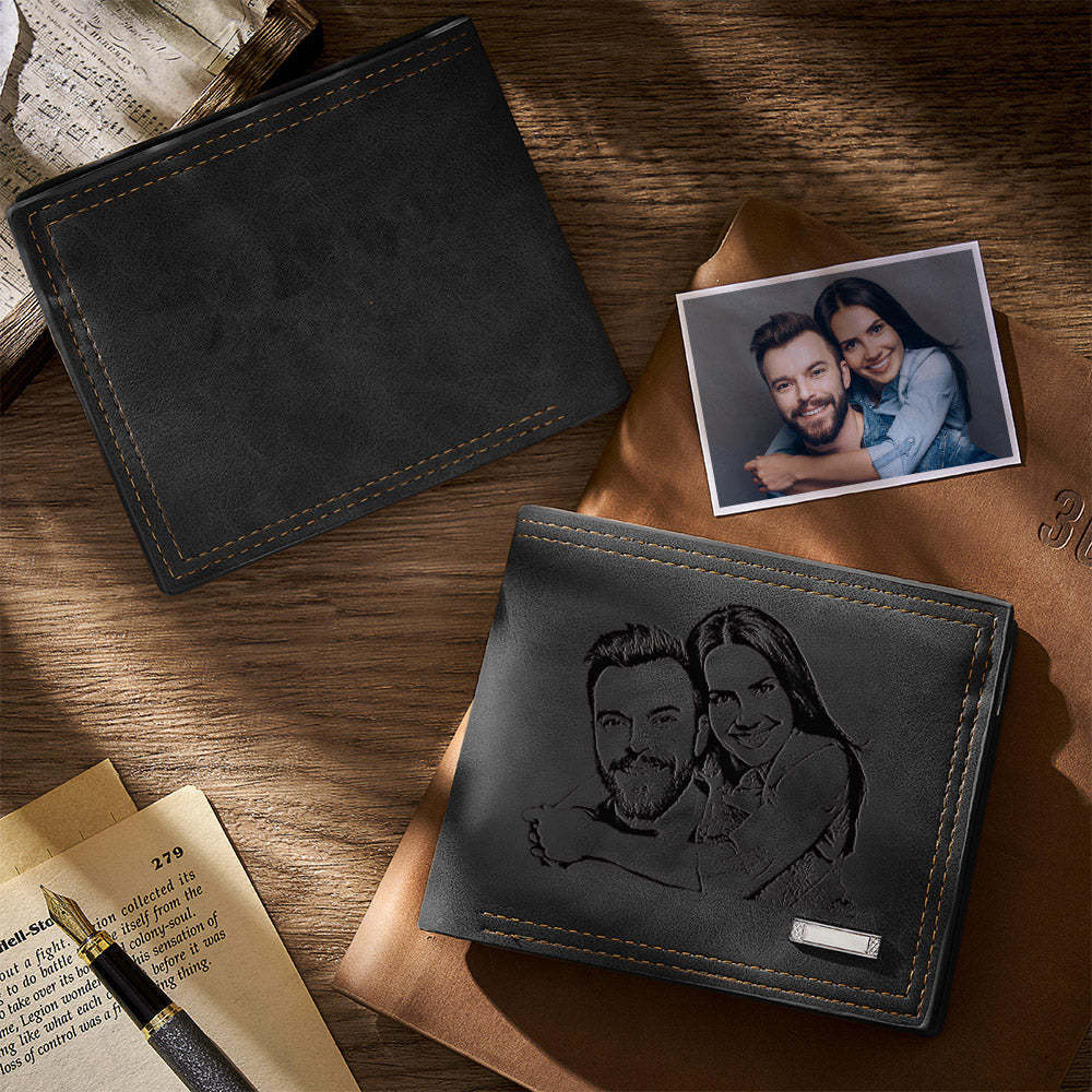 Custom Engraved Photo Wallet Men's Commemorate Gifts for Men Wedding Gifts to Groom from Bride