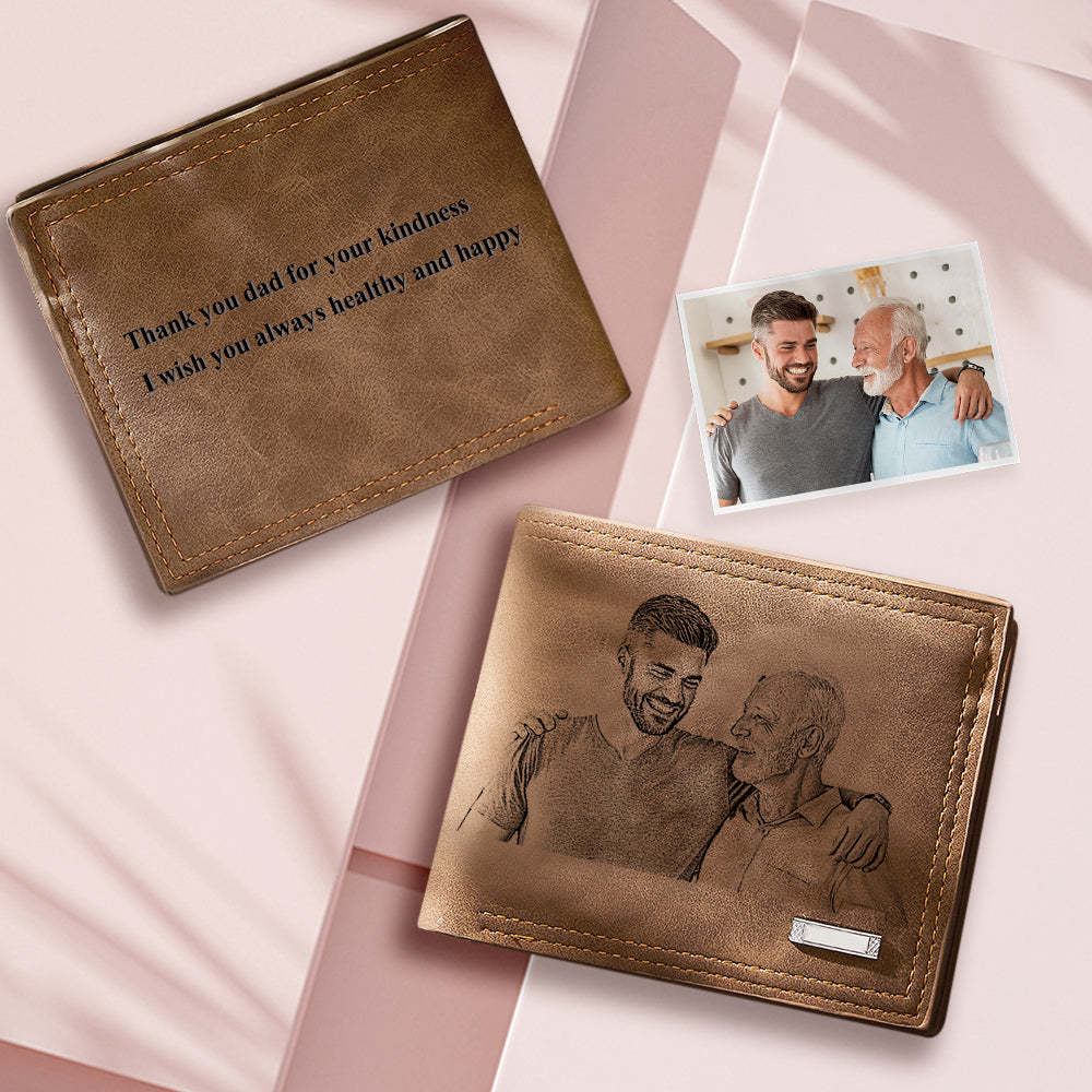 Custom Engraved Photo Wallet Men's Commemorate Gifts for Men Wedding Gifts to Groom from Bride