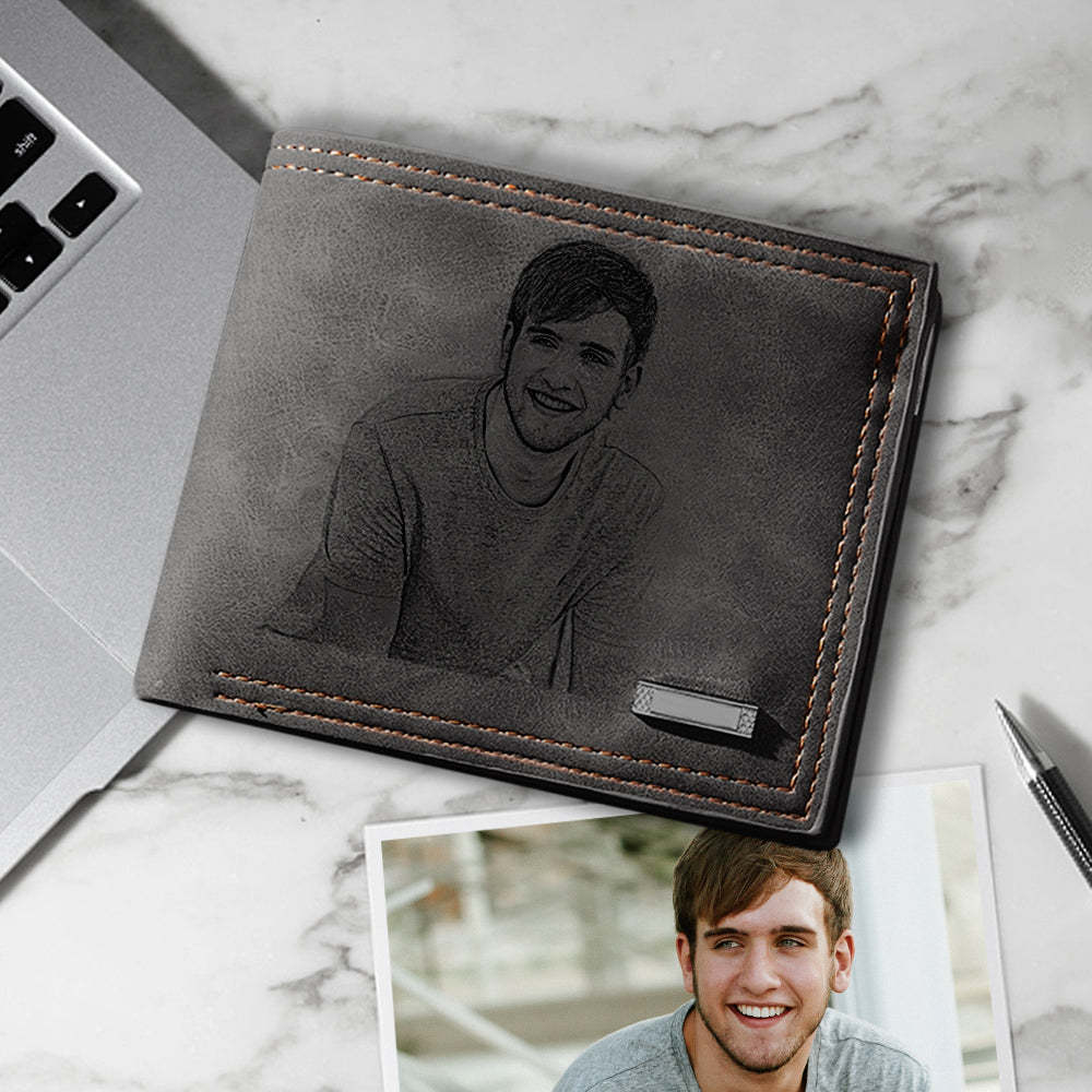 Custom Engraved Photo Wallet Men's Commemorate Gifts for Men Wedding Gifts to Groom from Bride