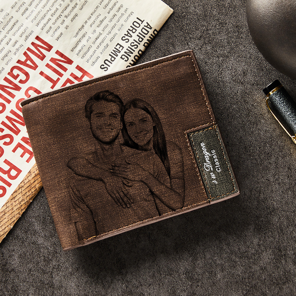 To My Man Wallet Personalized Photo Wallet Leather Wallet Engraved Wallet - Soft Leather