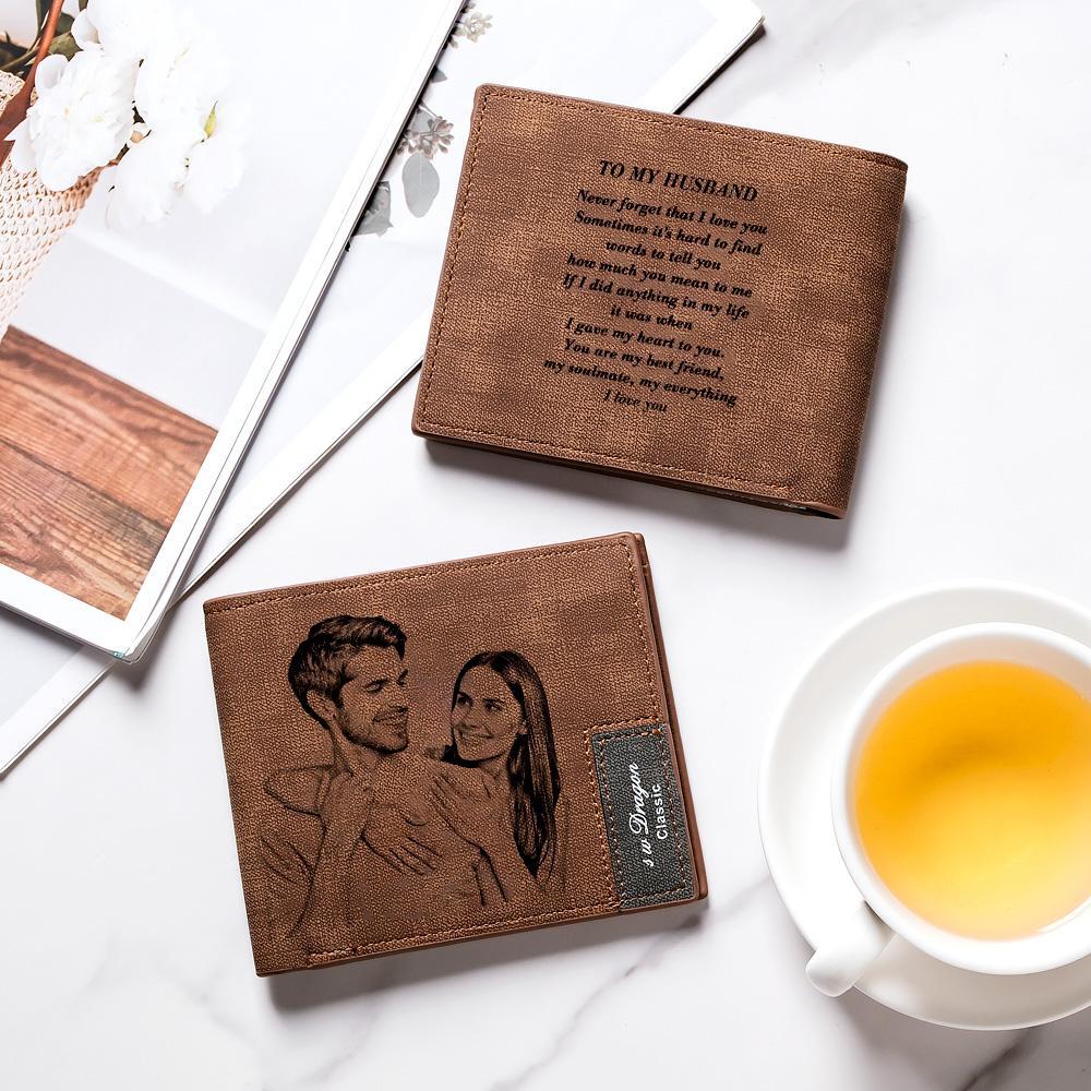 Gift for Him Men's Wallet Photo Wallet Gift for Him Custom Photo Engraved Wallet Personalized Photo Wallet Love Gifts