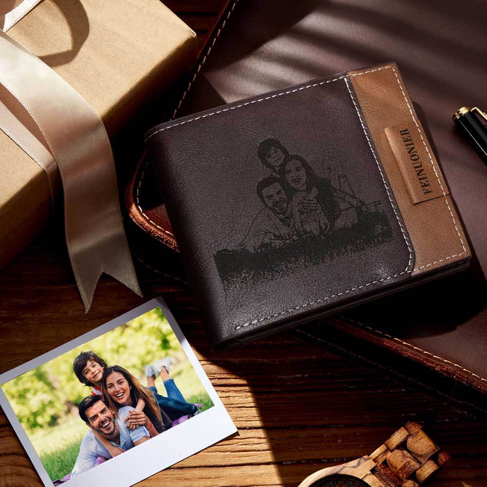 Men's Custom Photo Engraved Wallet RFID Blocking Wallet