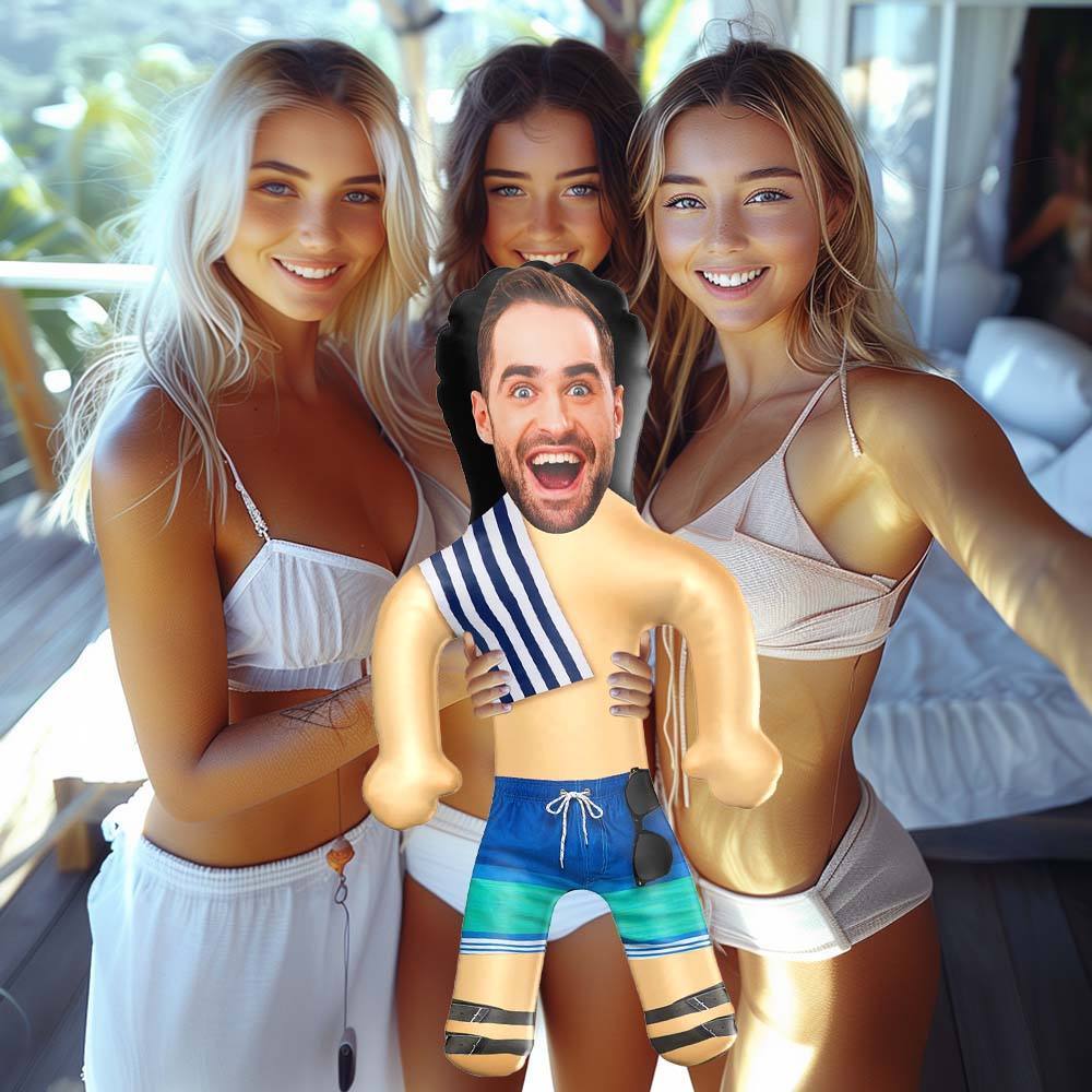 Personalized Beach Guy Blow Up Dolls Funny Inflatable Man Printed Face for Party Favors - GiftLab