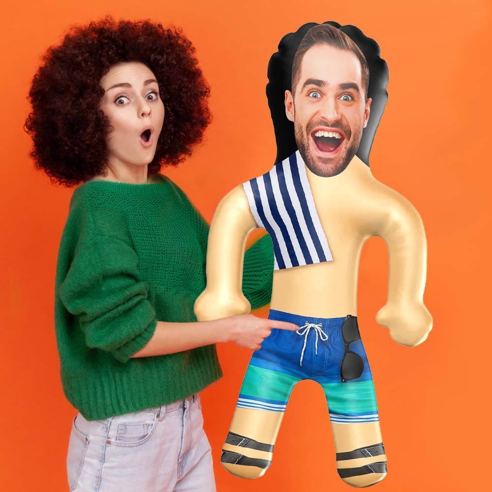 Personalized Beach Guy Blow Up Dolls Funny Inflatable Man Printed Face for Party Favors - GiftLab