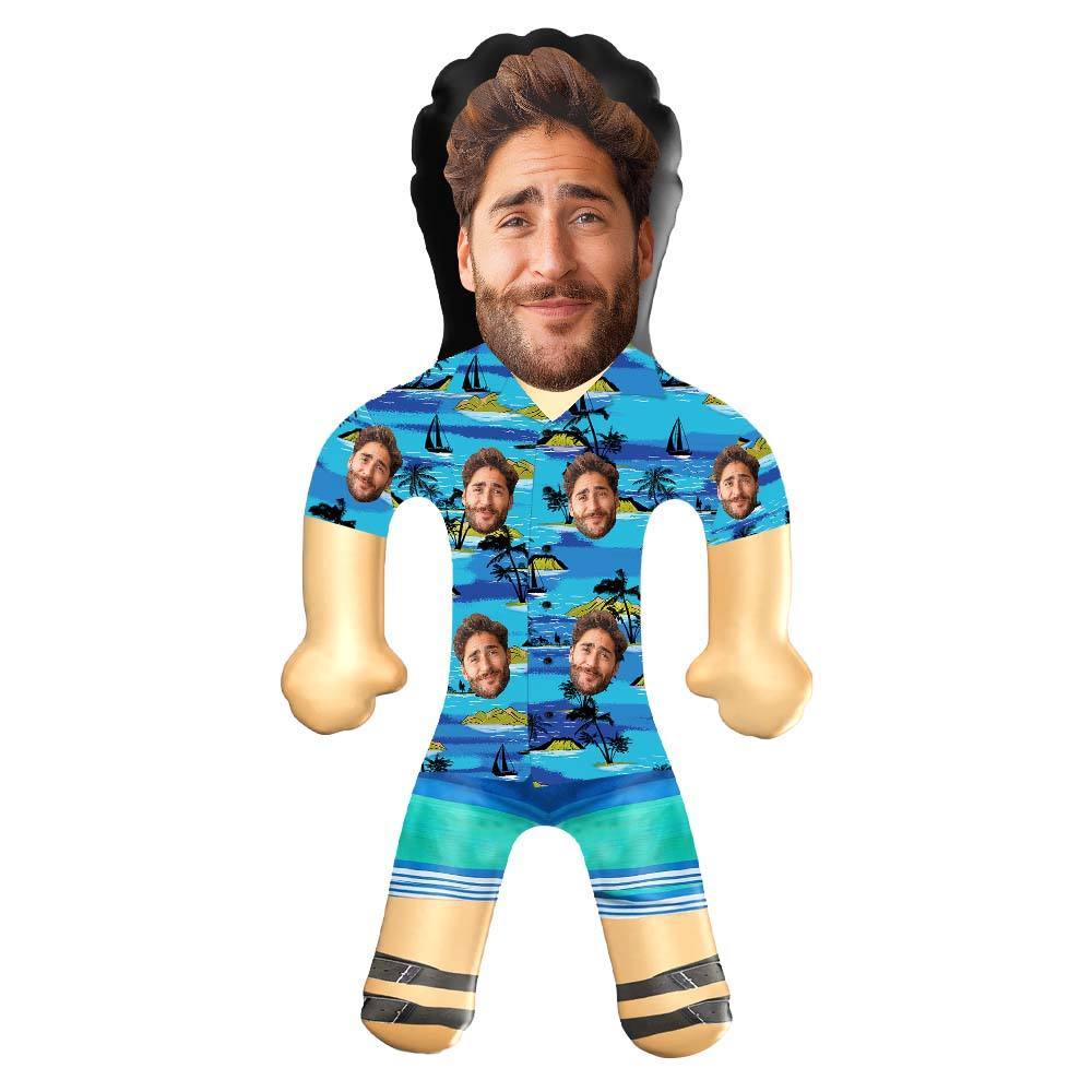 Personalized Blow Up Dolls Hawaiian Shirt Flowers and Leaves Funny Inflatable Man Printed Face for Party Favors - GiftLab