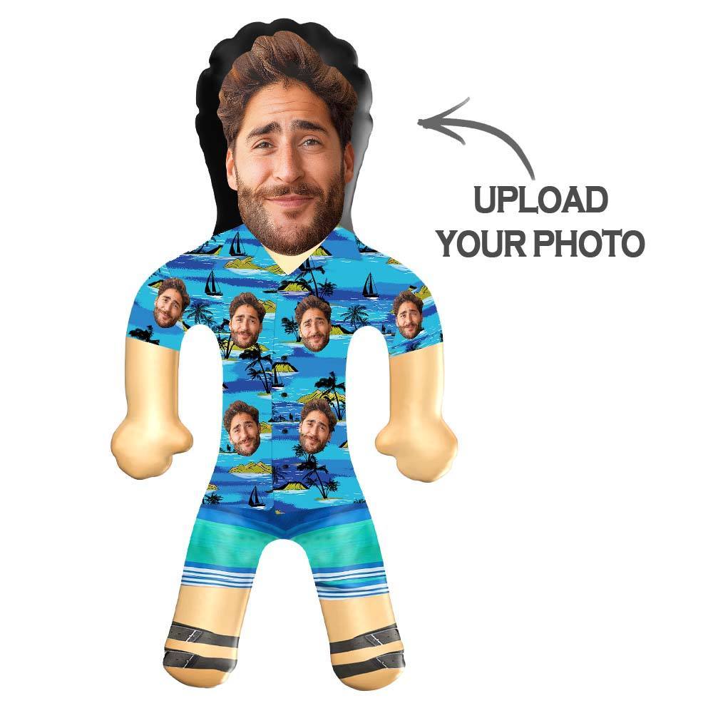 Personalized Blow Up Dolls Hawaiian Shirt Flowers and Leaves Funny Inflatable Man Printed Face for Party Favors - GiftLab