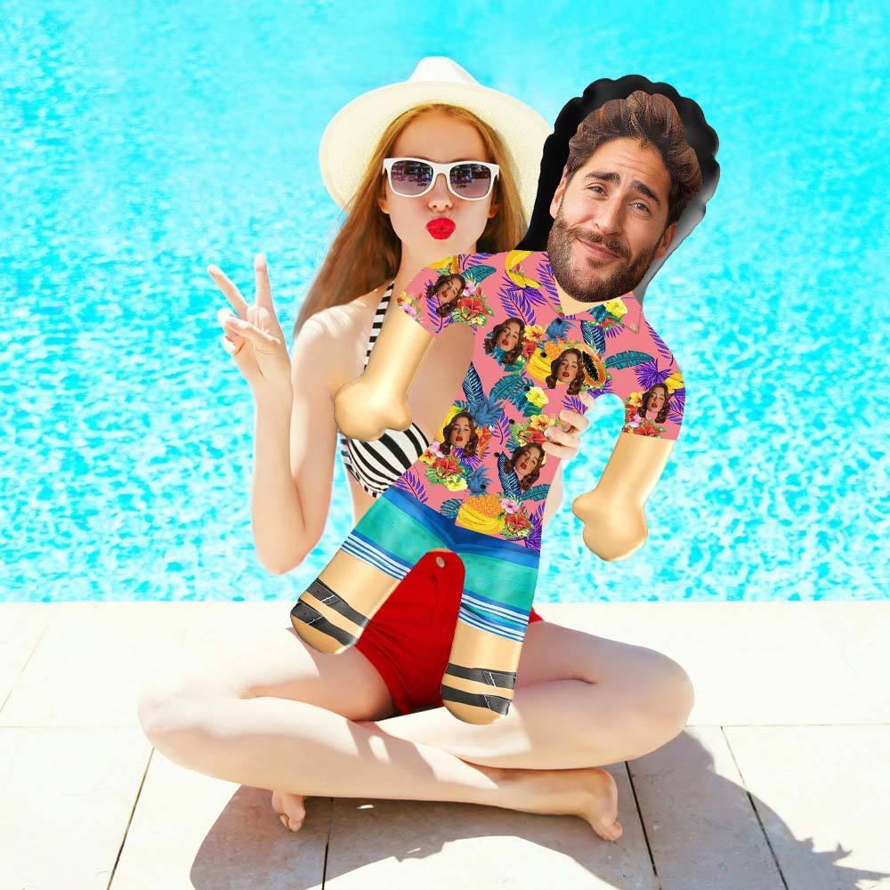 Personalized Blow Up Dolls Hawaiian Shirt Flowers and Fruits Funny Inflatable Man Printed Face for Party Favors - GiftLab