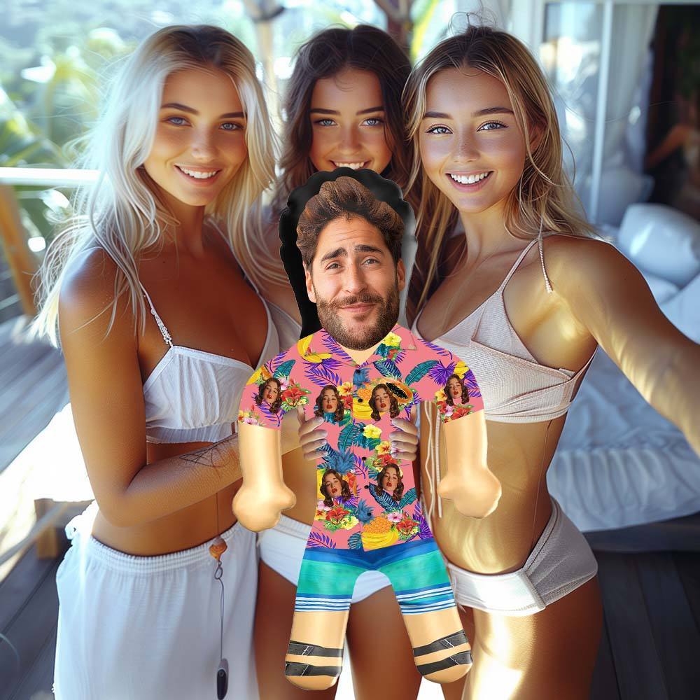 Personalized Blow Up Dolls Hawaiian Shirt Flowers and Fruits Funny Inflatable Man Printed Face for Party Favors - GiftLab