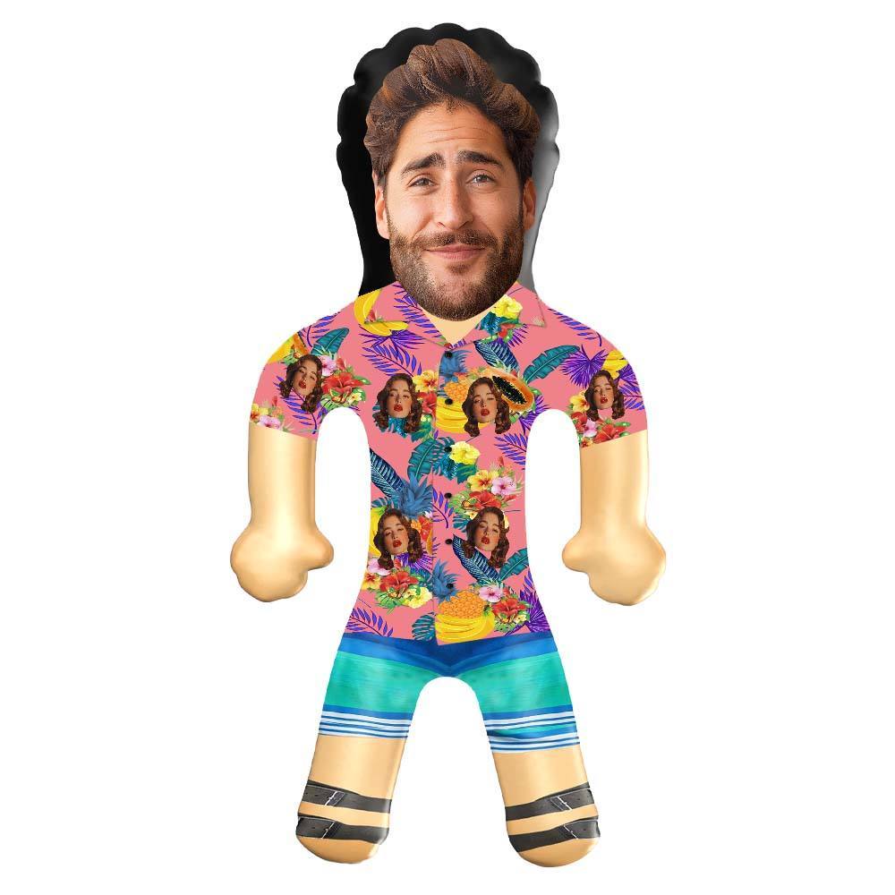 Personalized Blow Up Dolls Hawaiian Shirt Flowers and Fruits Funny Inflatable Man Printed Face for Party Favors - GiftLab