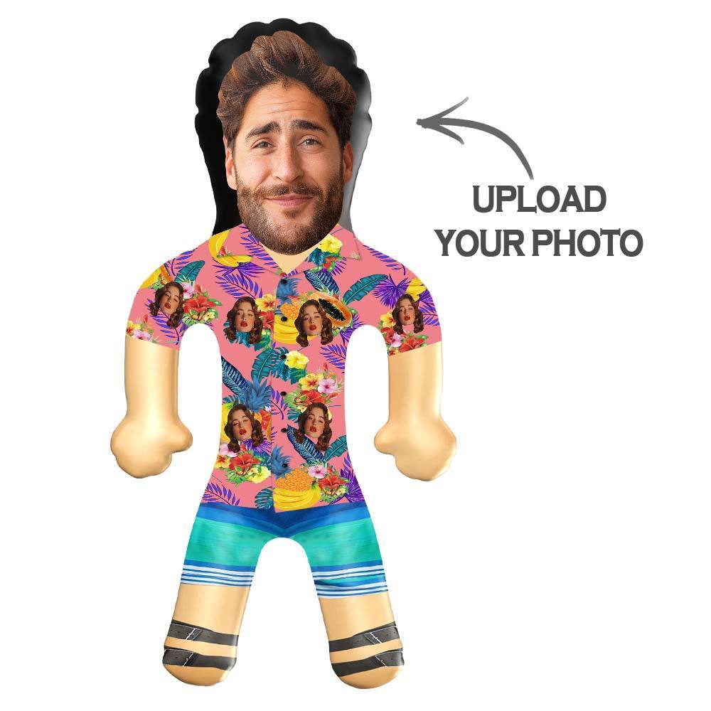Personalized Blow Up Dolls Hawaiian Shirt Flowers and Fruits Funny Inflatable Man Printed Face for Party Favors - GiftLab