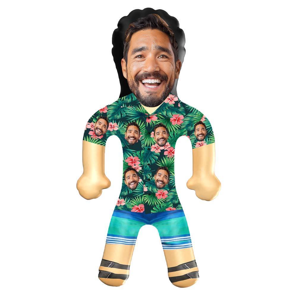 Personalized Blow Up Dolls Hawaiian Shirt Red Flowers Funny Inflatable Man Printed Face for Party Favors - GiftLab
