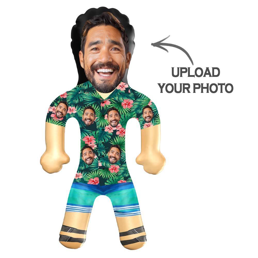Personalized Blow Up Dolls Hawaiian Shirt Red Flowers Funny Inflatable Man Printed Face for Party Favors - GiftLab