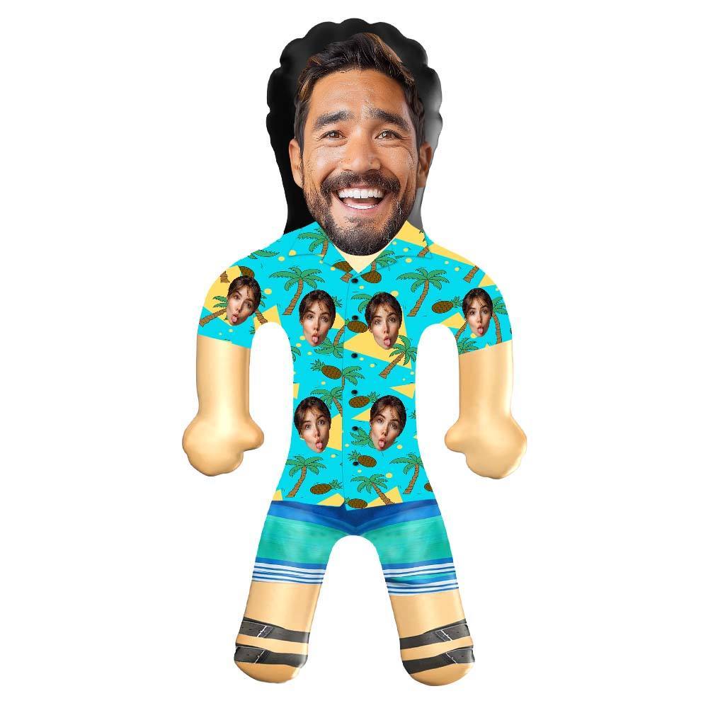 Personalized Blow Up Dolls Hawaiian Shirt Coconut Tree and Pineapple Funny Inflatable Man Printed Face for Party Favors - GiftLab