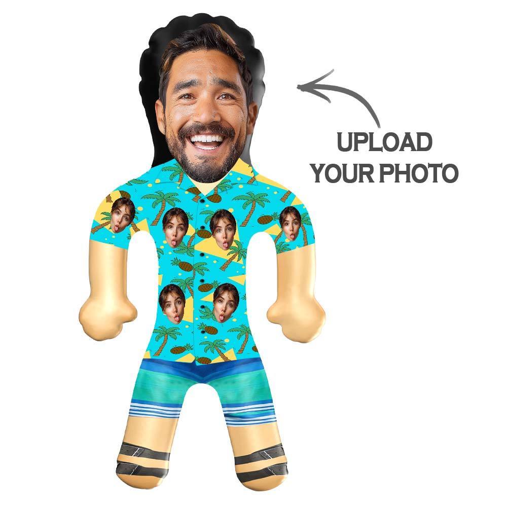 Personalized Blow Up Dolls Hawaiian Shirt Coconut Tree and Pineapple Funny Inflatable Man Printed Face for Party Favors - GiftLab