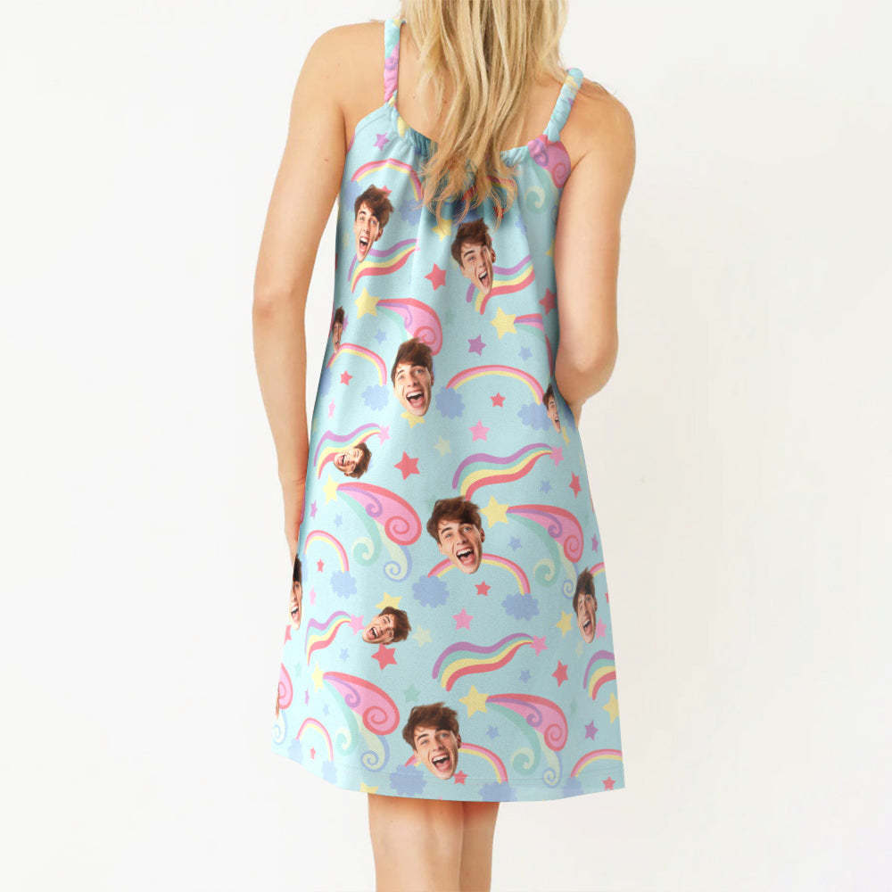 Custom Face Daytime Sleep Dress Personalized Photo Women Long Nightdress Dream Girl Colorful Gift - 