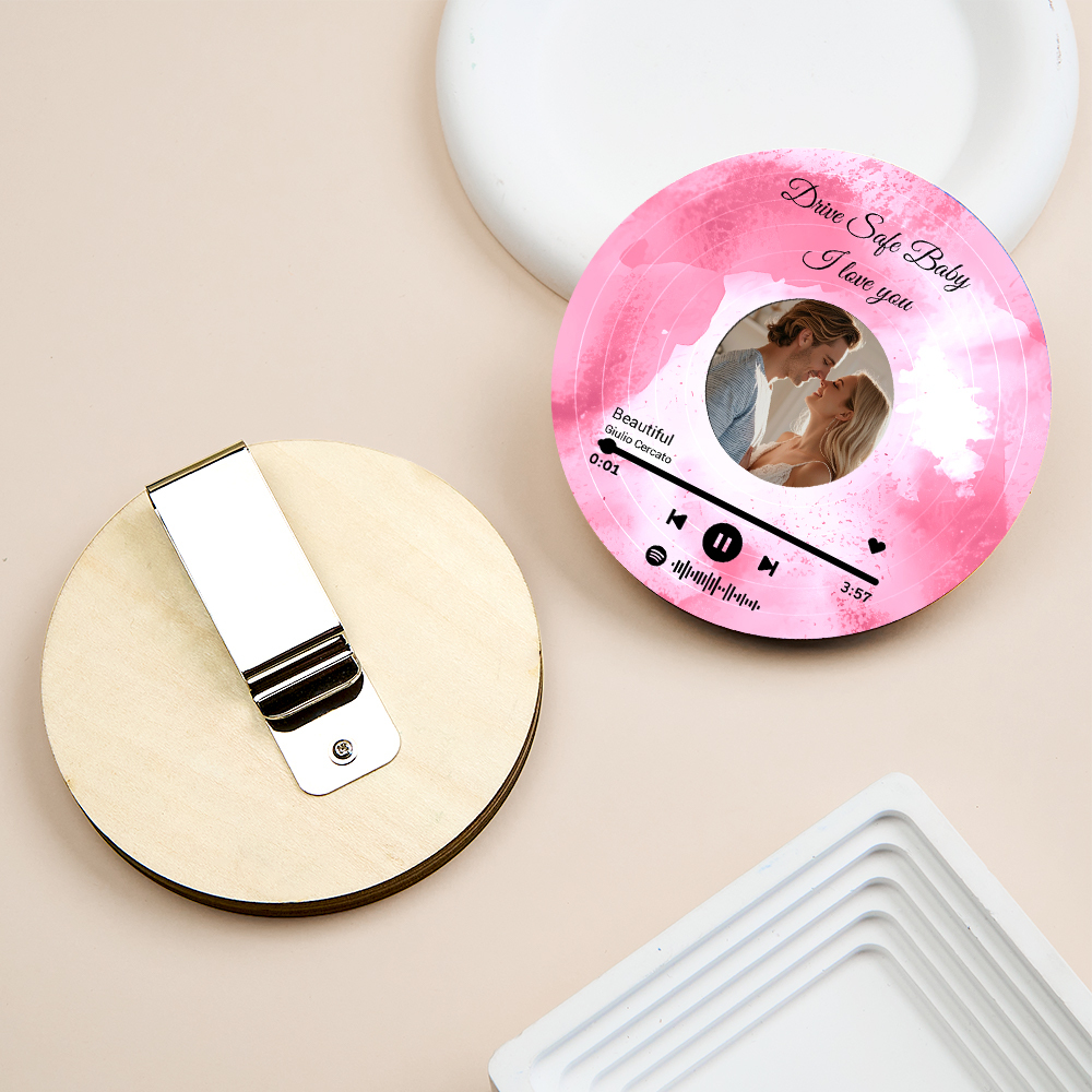 Custom Photo Car Visor Clip Drive Safe Gift for Couples Personalized Car Accessories Gift for Him