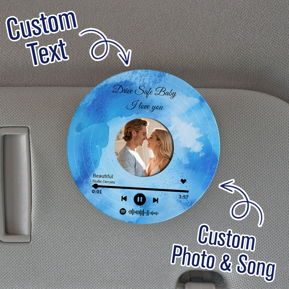 Custom Photo Car Visor Clip Drive Safe Gift for Couples Personalized Car Accessories Gift for Him