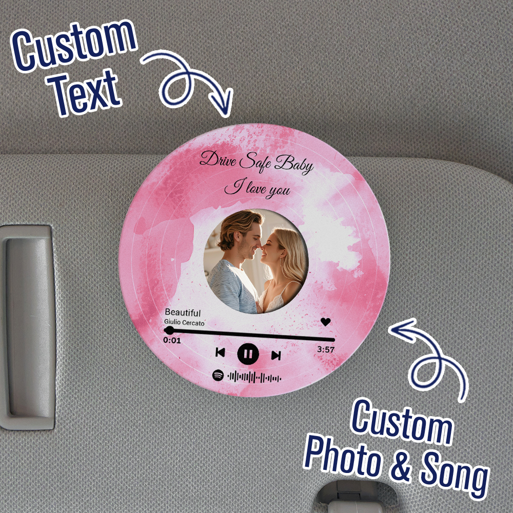 Custom Photo Car Visor Clip Drive Safe Gift for Couples Personalized Car Accessories Gift for Him