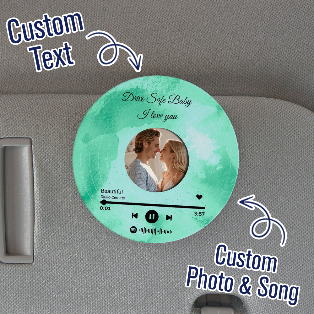 Custom Photo Car Visor Clip Drive Safe Gift for Couples Personalized Car Accessories Gift for Him