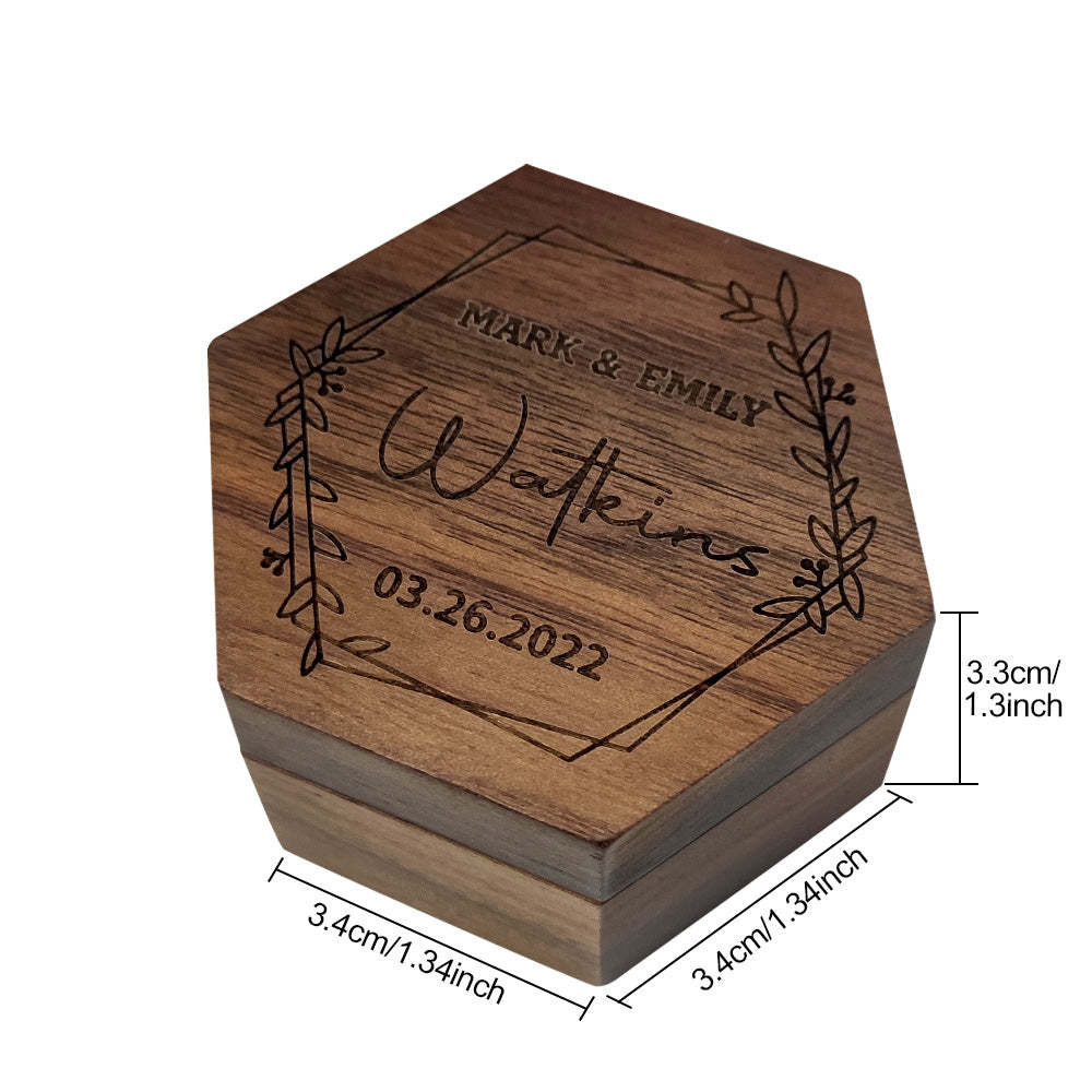 Personalized Wooden Ring Box Hexagon Engagement Ring Box Anniversary Gift