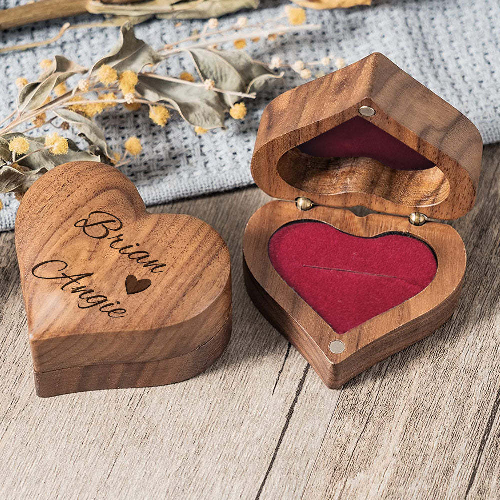 Personalized Wooden Ring Box Hexagon Engagement Ring Box Anniversary Gift