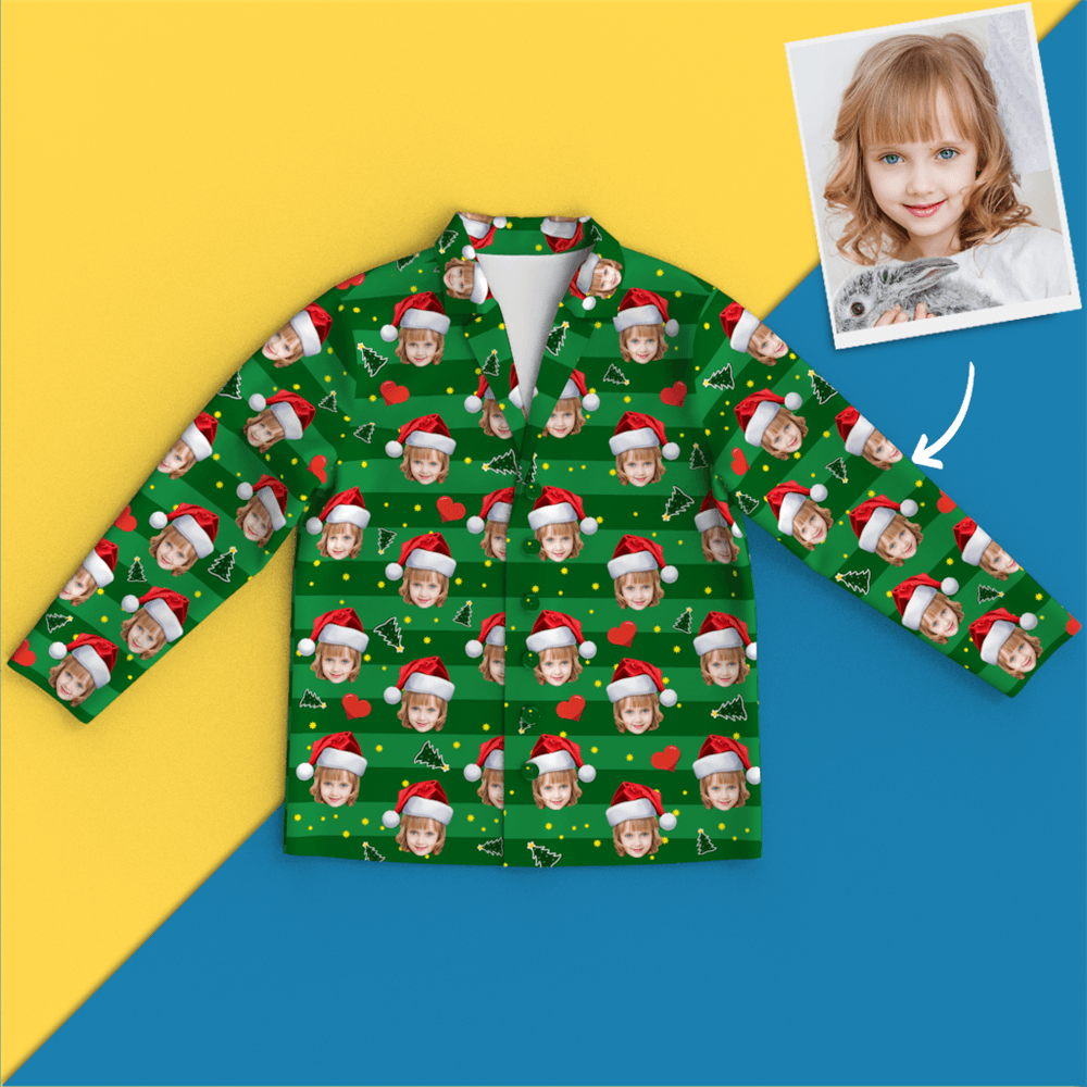 Custom Face Photo Christmas Pajamas - Heart Pyjamas - 