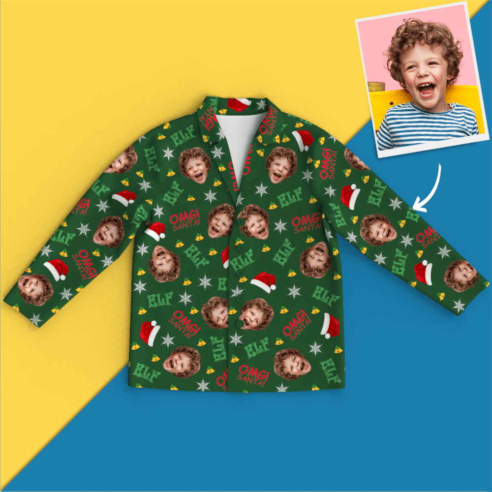 Custom Face Photo Christmas Elf Pajamas Omg Santa - 