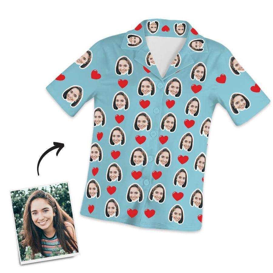 Customized Photo Short Sleeved Pajamas Home pajamas-Hearts - 