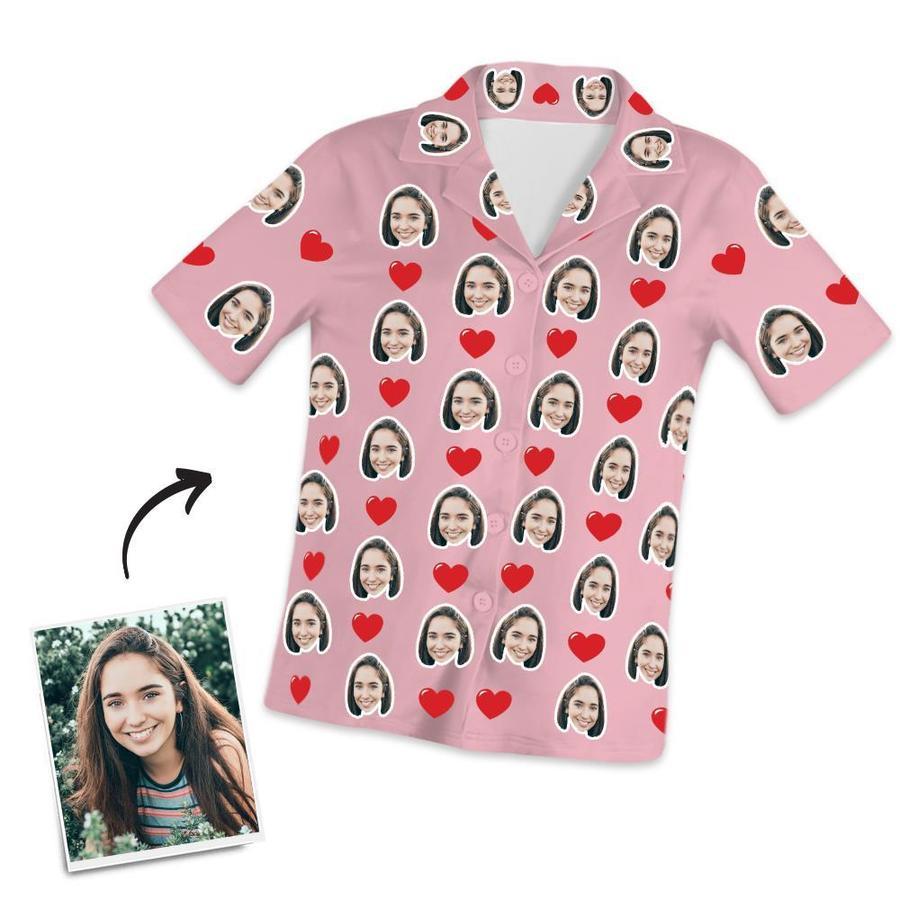 Customized Photo Short Sleeved Pajamas Home pajamas-Hearts - 