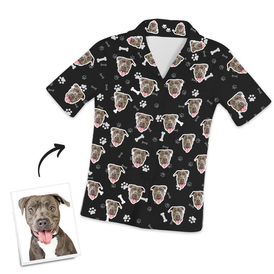 Custom Dog Face Short Sleeved Pajamas Personalised Pet Bone Pajamas - 