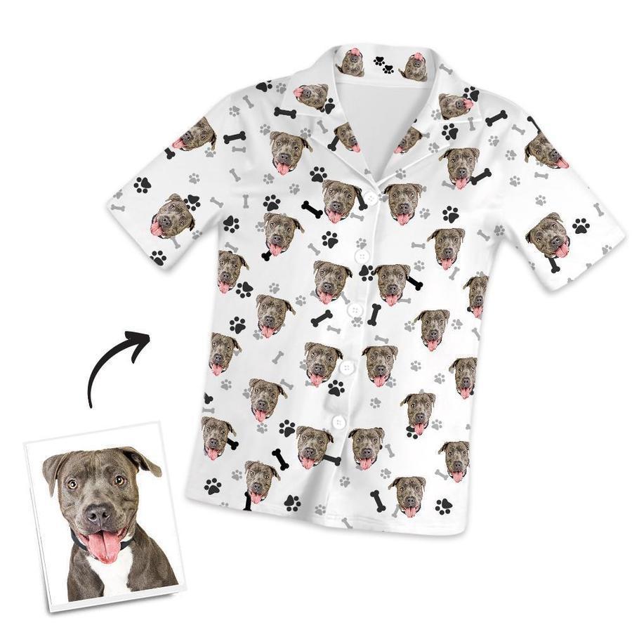 Custom Dog Face Short Sleeved Pajamas Personalised Pet Bone Pajamas - 