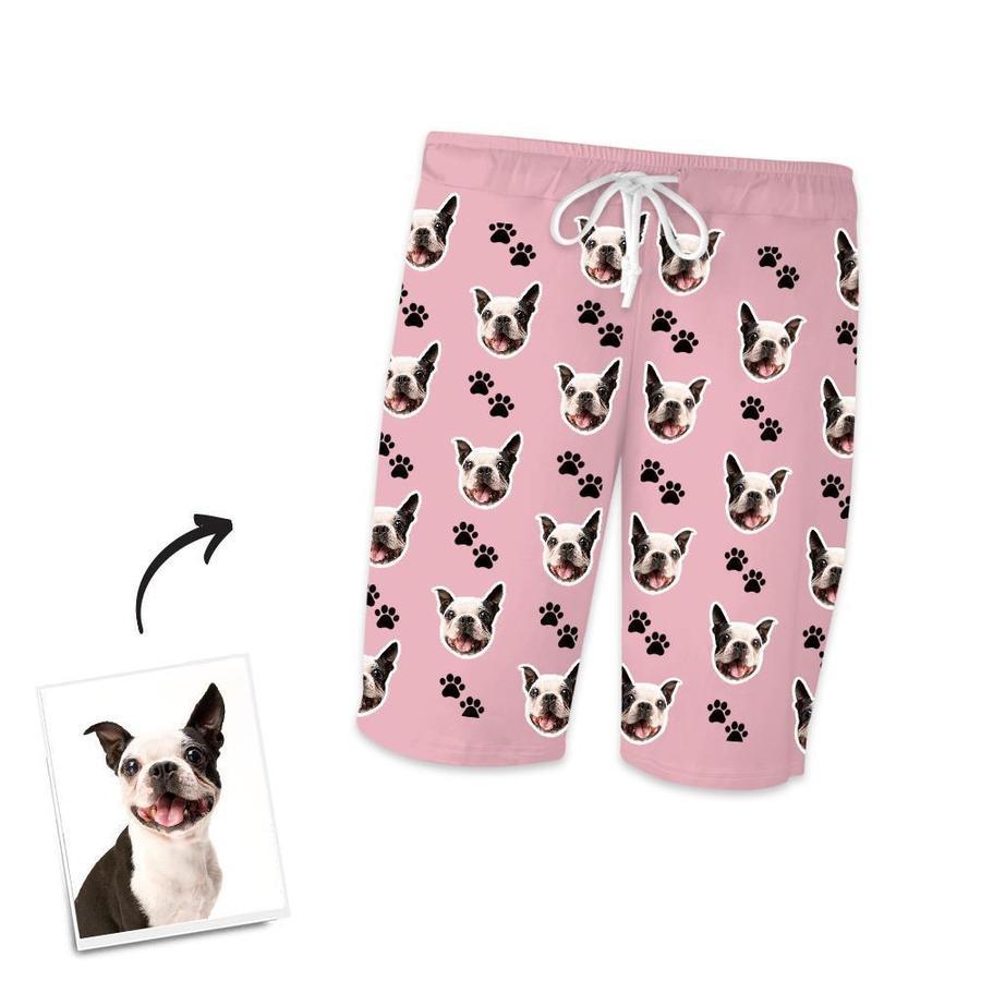 Custom Dog Photo Short Pajama Pants-Footprints - 