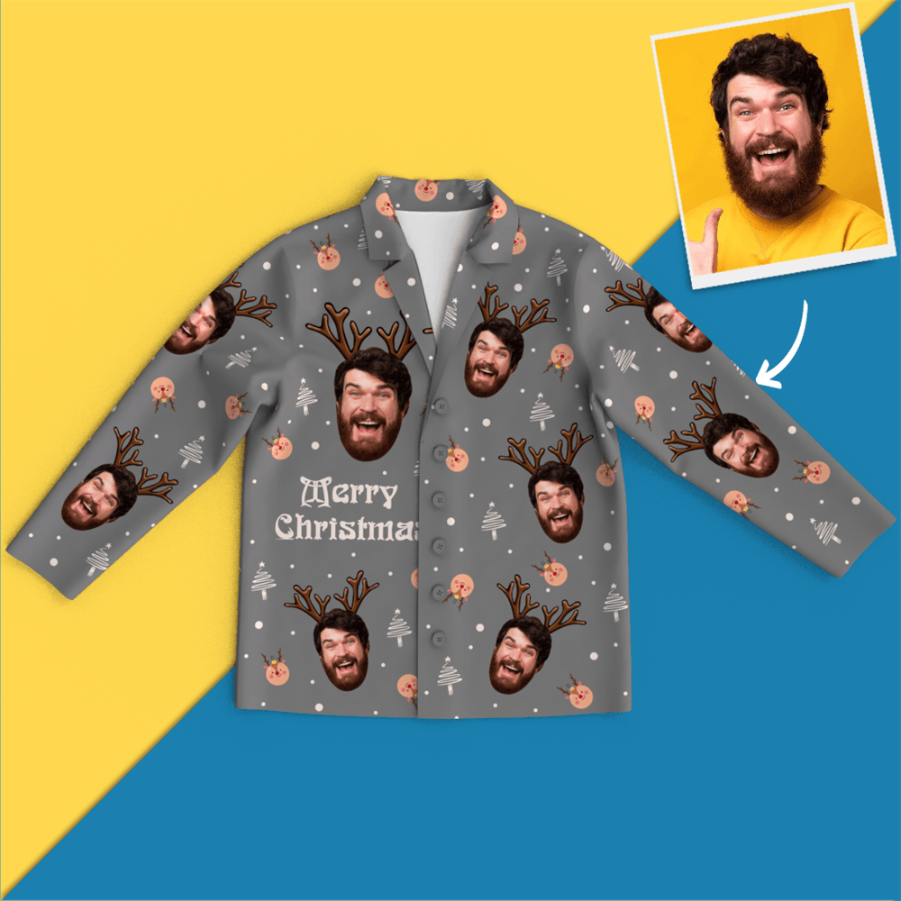 Custom Face Christmas Pajamas - Elk - 
