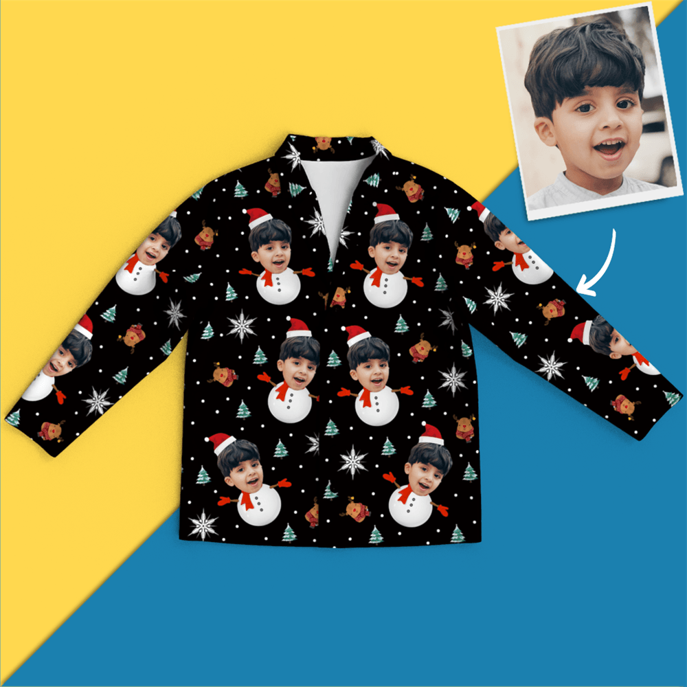 Custom Face Christmas Pajamas - Snow Man - 