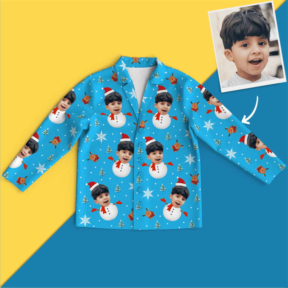 Custom Face Christmas Pajamas - Snow Man - 