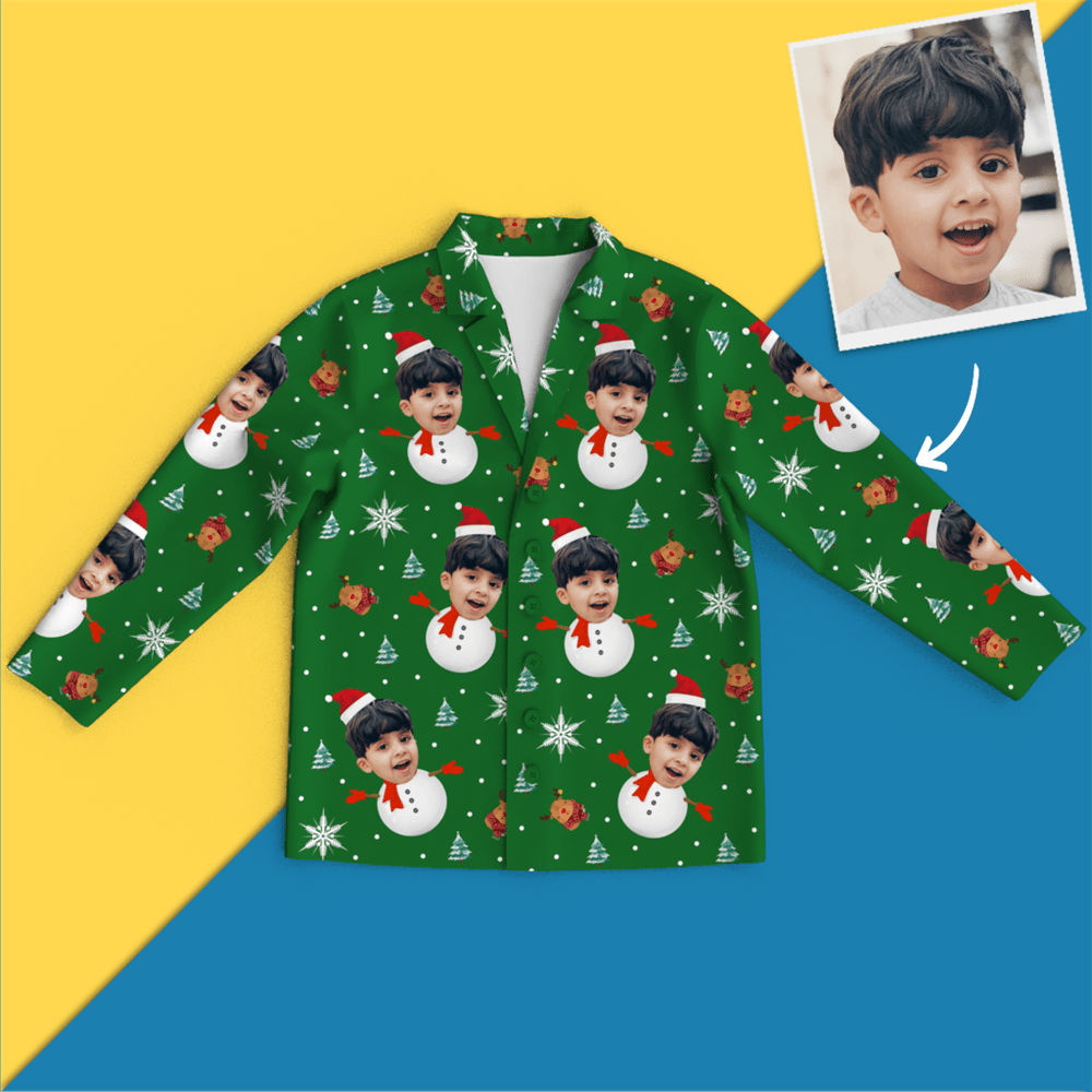 Custom Face Christmas Pajamas - Snow Man - 