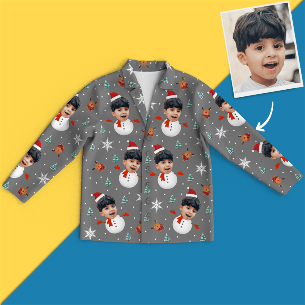 Custom Face Christmas Pajamas - Snow Man - 
