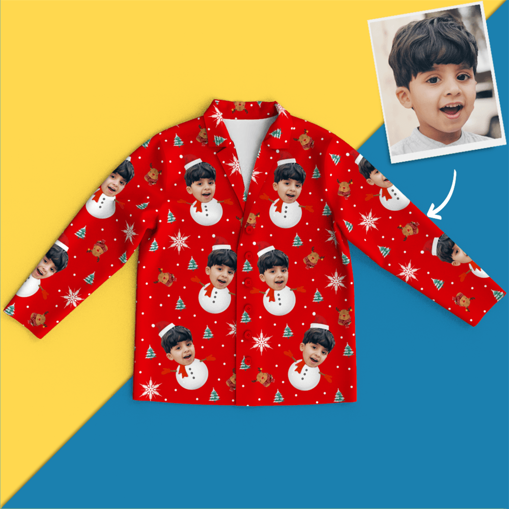 Custom Face Christmas Pajamas - Snow Man - 